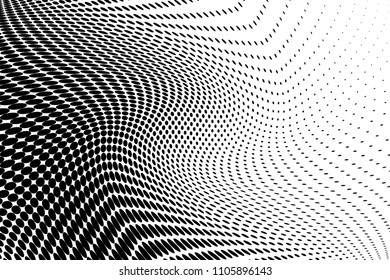 Abstract monochrome light halftone pattern. Soft curves. Vector illustration with dots. Modern polka dots background. Template for design