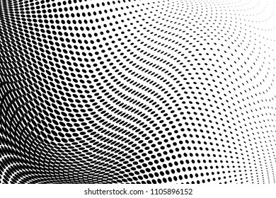 Abstract monochrome light halftone pattern. Soft curves. Vector illustration with dots. Modern polka dots background. Template for design