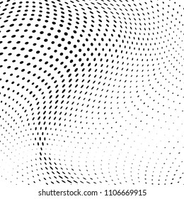 Abstract monochrome light halftone pattern. Soft curves. Vector illustration with dots. Modern polka dots background. Template for design