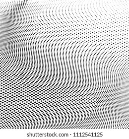 Abstract monochrome light halftone pattern. Soft dynamic lines. Vector illustration with dots. Modern polka dots background