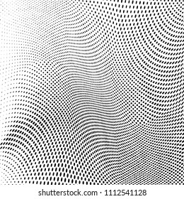 Abstract monochrome light halftone pattern. Soft dynamic lines. Vector illustration with dots. Modern polka dots background
