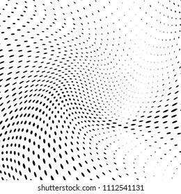Abstract monochrome light halftone pattern. Soft dynamic lines. Vector illustration with dots. Modern polka dots background