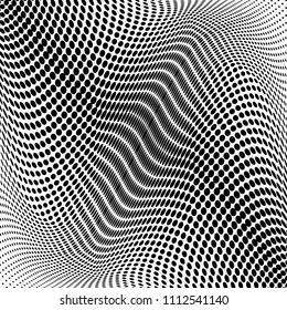 Abstract monochrome light halftone pattern. Soft dynamic lines. Vector illustration with dots. Modern polka dots background