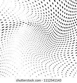 Abstract monochrome light halftone pattern. Soft dynamic lines. Vector illustration with dots. Modern polka dots background