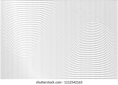 Abstract monochrome light halftone pattern. Soft dynamic lines. Vector illustration with dots. Modern polka dots background