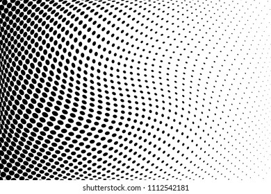 Abstract monochrome light halftone pattern. Soft dynamic lines. Vector illustration with dots. Modern polka dots background
