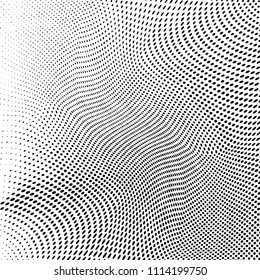 Abstract monochrome light halftone pattern. Soft dynamic lines. Vector illustration with dots. Modern polka dots background