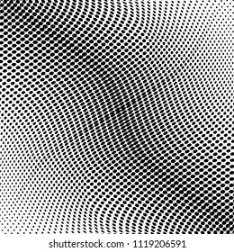 Abstract monochrome light halftone pattern. Soft dynamic lines. Vector illustration with dots. Modern polka dots background