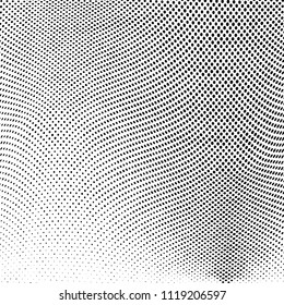 Abstract monochrome light halftone pattern. Soft dynamic lines. Vector illustration with dots. Modern polka dots background