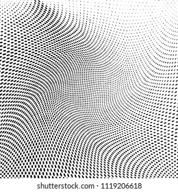 Abstract monochrome light halftone pattern. Soft dynamic lines. Vector illustration with dots. Modern polka dots background