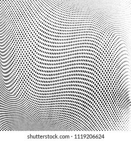 Abstract monochrome light halftone pattern. Soft dynamic lines. Vector illustration with dots. Modern polka dots background