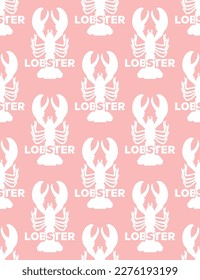 Abstract Monochrome Lobster Silhouettes and Words Seamless Vector Pattern Minimalist Decoration Element Trendy Fashion Colors Perfect for Allover Fabric Print or Wrapping Paper Pastel Pink Tones