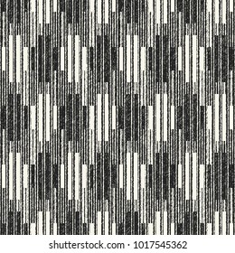 Abstract Monochrome Medallion Check Motif Brushed Textured Background. Seamless Pattern.