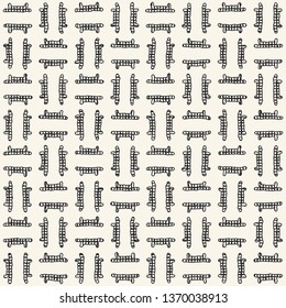 Abstract Monochrome Mesh Textured Checked Graphic Motif. Seamless Pattern.