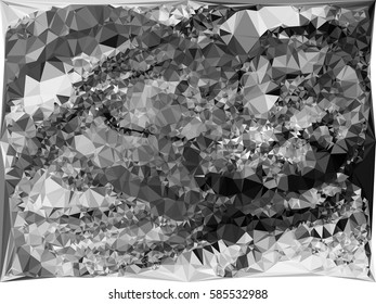 Abstract monochrome mosaic backdrop. Geometric low polygonal background. Design element for posters, business cards, presentations layouts, showcases. Vector clip art.