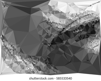 Abstract monochrome mosaic backdrop. Geometric low polygonal background. Design element for posters, business cards, presentations layouts, showcases. Vector clip art.