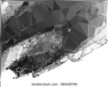 Abstract monochrome mosaic backdrop. Geometric low polygonal background. Design element for posters, business cards, presentations layouts, showcases. Vector clip art.