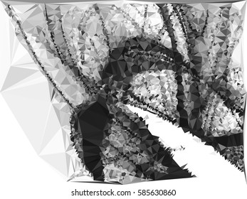 Abstract monochrome mosaic backdrop. Geometric low polygonal background. Design element for posters, business cards, presentations layouts, showcases. Vector clip art.