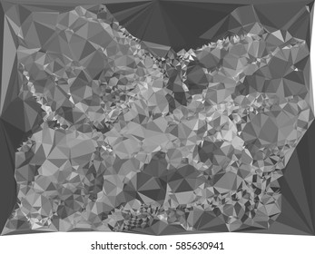 Abstract monochrome mosaic backdrop. Geometric low polygonal background. Design element for posters, business cards, presentations layouts, showcases. Vector clip art.