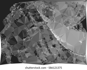 Abstract monochrome mosaic backdrop. Geometric low polygonal background. Design element for posters, business cards, presentations layouts, showcases. Vector clip art.