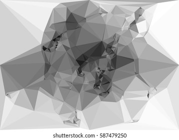 Abstract monochrome mosaic backdrop. Geometric low polygonal background. Design element for posters, business cards, presentations layouts, showcases. Raster clip art.