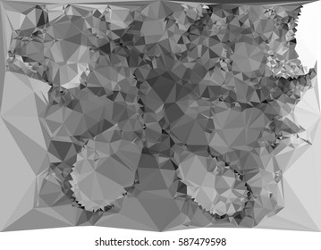 Abstract monochrome mosaic backdrop. Geometric low polygonal background. Design element for posters, business cards, presentations layouts, showcases. Raster clip art.