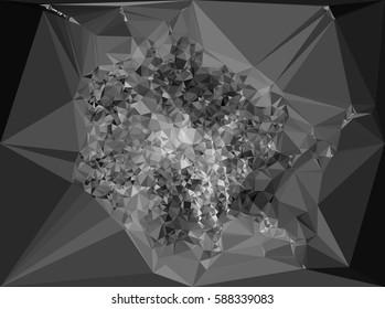 Abstract monochrome mosaic backdrop. Geometric low polygonal background. Design element for posters, business cards, presentations layouts, showcases. Vector clip art.