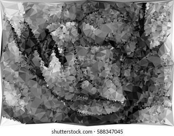 Abstract monochrome mosaic backdrop. Geometric low polygonal background. Design element for posters, business cards, presentations layouts, showcases. Vector clip art.
