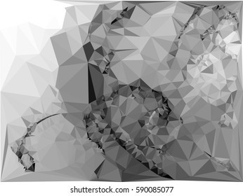Abstract monochrome mosaic backdrop. Geometric low polygonal background. Design element for posters, business cards, presentations layouts, showcases. Vector clip art.