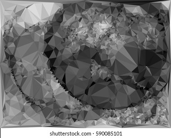 Abstract monochrome mosaic backdrop. Geometric low polygonal background. Design element for posters, business cards, presentations layouts, showcases. Vector clip art.