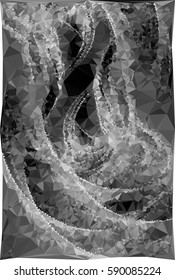 Abstract monochrome mosaic backdrop. Geometric low polygonal background. Design element for posters, business cards, presentations layouts, showcases. Vector clip art.