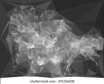 Abstract monochrome mosaic backdrop. Geometric low polygonal background. Design element for posters, business cards, presentations layouts, showcases. Vector clip art.