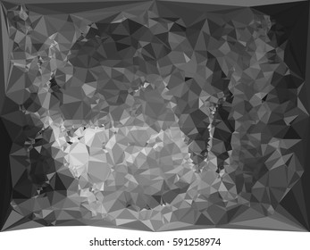 Abstract monochrome mosaic backdrop. Geometric low polygonal background. Design element for posters, business cards, presentations layouts, showcases. Vector clip art.