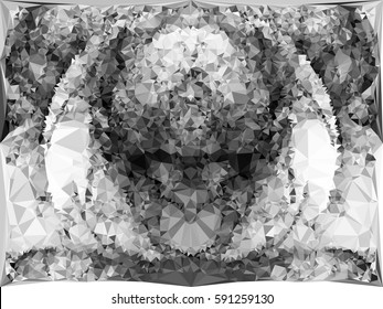 Abstract monochrome mosaic backdrop. Geometric low polygonal background. Design element for posters, business cards, presentations layouts, showcases. Vector clip art.