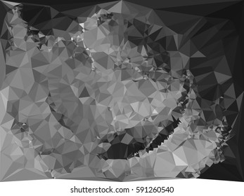 Abstract monochrome mosaic backdrop. Geometric low polygonal background. Design element for posters, business cards, presentations layouts, showcases. Vector clip art.