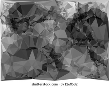 Abstract monochrome mosaic backdrop. Geometric low polygonal background. Design element for posters, business cards, presentations layouts, showcases. Vector clip art.