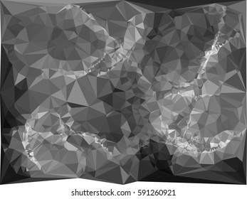 Abstract monochrome mosaic backdrop. Geometric low polygonal background. Design element for posters, business cards, presentations layouts, showcases. Vector clip art.