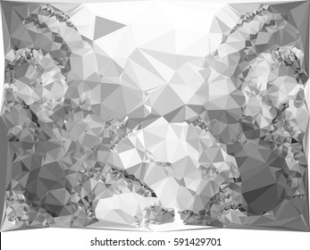Abstract monochrome mosaic backdrop. Geometric low polygonal background. Design element for posters, business cards, presentations layouts, showcases. Vector clip art.