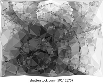 Abstract monochrome mosaic backdrop. Geometric low polygonal background. Design element for posters, business cards, presentations layouts, showcases. Vector clip art.