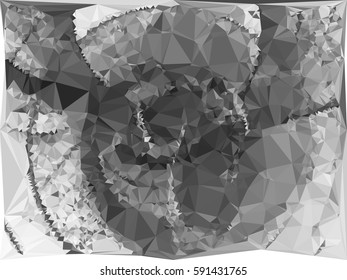 Abstract monochrome mosaic backdrop. Geometric low polygonal background. Design element for posters, business cards, presentations layouts, showcases. Vector clip art.