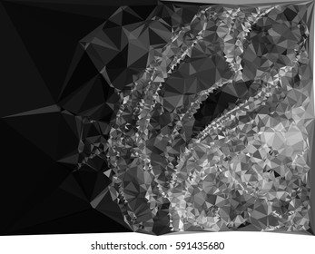 Abstract monochrome mosaic backdrop. Geometric low polygonal background. Design element for posters, business cards, presentations layouts, showcases. Vector clip art.