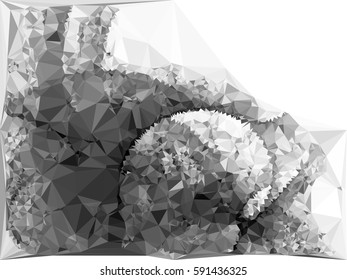 Abstract monochrome mosaic backdrop. Geometric low polygonal background. Design element for posters, business cards, presentations layouts, showcases. Vector clip art.