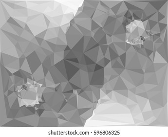 Abstract monochrome mosaic backdrop. Geometric low polygonal background. Design element for posters, business cards, presentations layouts, showcases. Vector clip art.