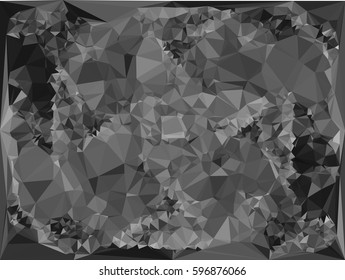 Abstract monochrome mosaic backdrop. Geometric low polygonal background. Design element for posters, business cards, presentations layouts, showcases. Vector clip art.