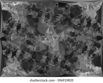 Abstract monochrome mosaic backdrop. Geometric low polygonal background. Design element for posters, business cards, presentations layouts, showcases. Vector clip art.