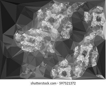 Abstract monochrome mosaic backdrop. Geometric low polygonal background. Design element for posters, business cards, presentations layouts, showcases. Vector clip art.