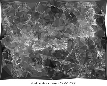 Abstract monochrome mosaic backdrop. Geometric low polygonal background. Design element for posters, business cards, presentations layouts, showcases. Vector clip art.