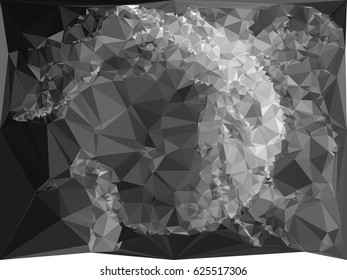 Abstract monochrome mosaic backdrop. Geometric low polygonal background. Design element for posters, business cards, presentations layouts, showcases. Vector clip art.