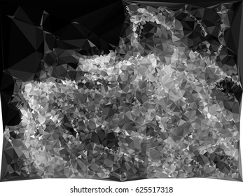 Abstract monochrome mosaic backdrop. Geometric low polygonal background. Design element for posters, business cards, presentations layouts, showcases. Vector clip art.