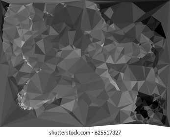 Abstract monochrome mosaic backdrop. Geometric low polygonal background. Design element for posters, business cards, presentations layouts, showcases. Vector clip art.